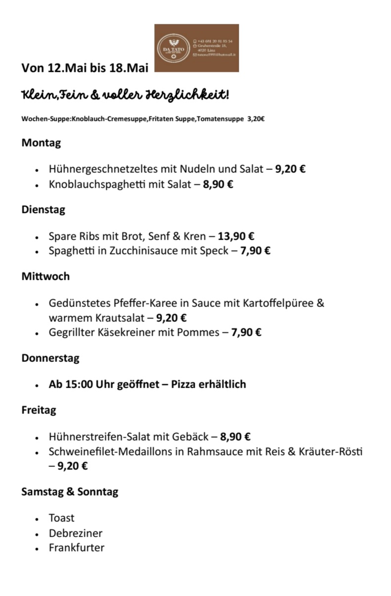 Wochenspeiseplan